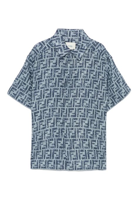 Camicia In Lino Con Motivo FF All-Over FENDI KIDS | JMC193-AUK2F1I11